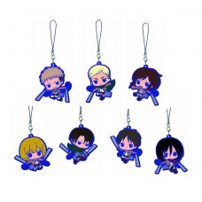 01-92264 Attack on Titan Rubber Mascot Strap  300y - Set of 7 