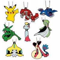 02-24719 Pocket Monster Pokemon Sun & Moon The Movie Capsule Rubber Mascot  Part 8 300y - Set of 8