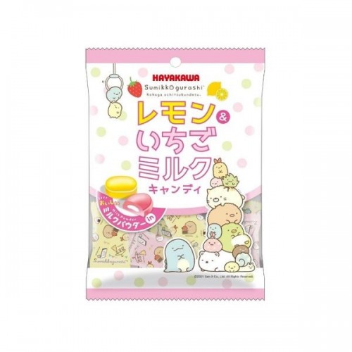 0X-00743 Hayakawa Confectionery Sumikko Gurashi Lemon & Strawberry Milk  Candy 2.39 Oz (68g)