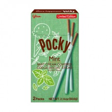 0X-16211 Glico Pocky Mint Cream Filled Cocoa Biscuit Sticks. 1.98 Oz 56g