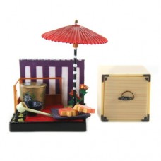 SR-64180 Wa no Takumi Tea Room Mini Furniture Trading Figure - Outdoor Backdrop - Orange Stars (2" Scene)